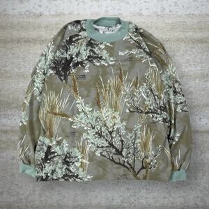 Vintage 90s Prairie Ghost Hunting Camo Shirt Mens XL Woodland Cotton Long Sleeve